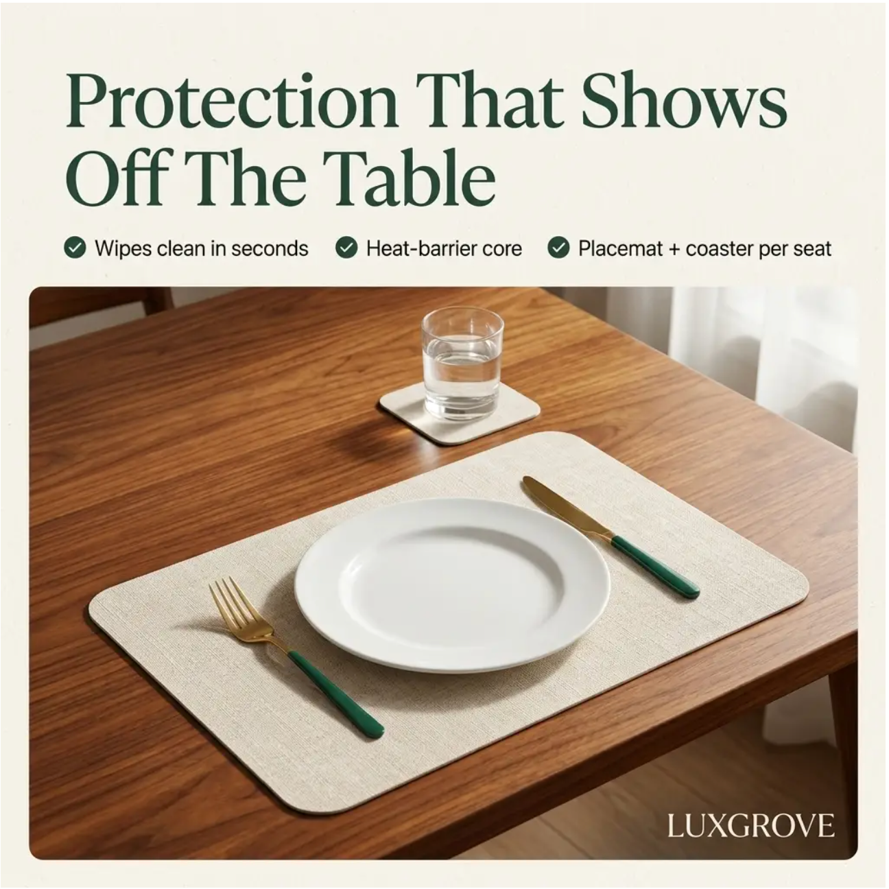 Luxgrove™ Placemat & Coaster Sets
