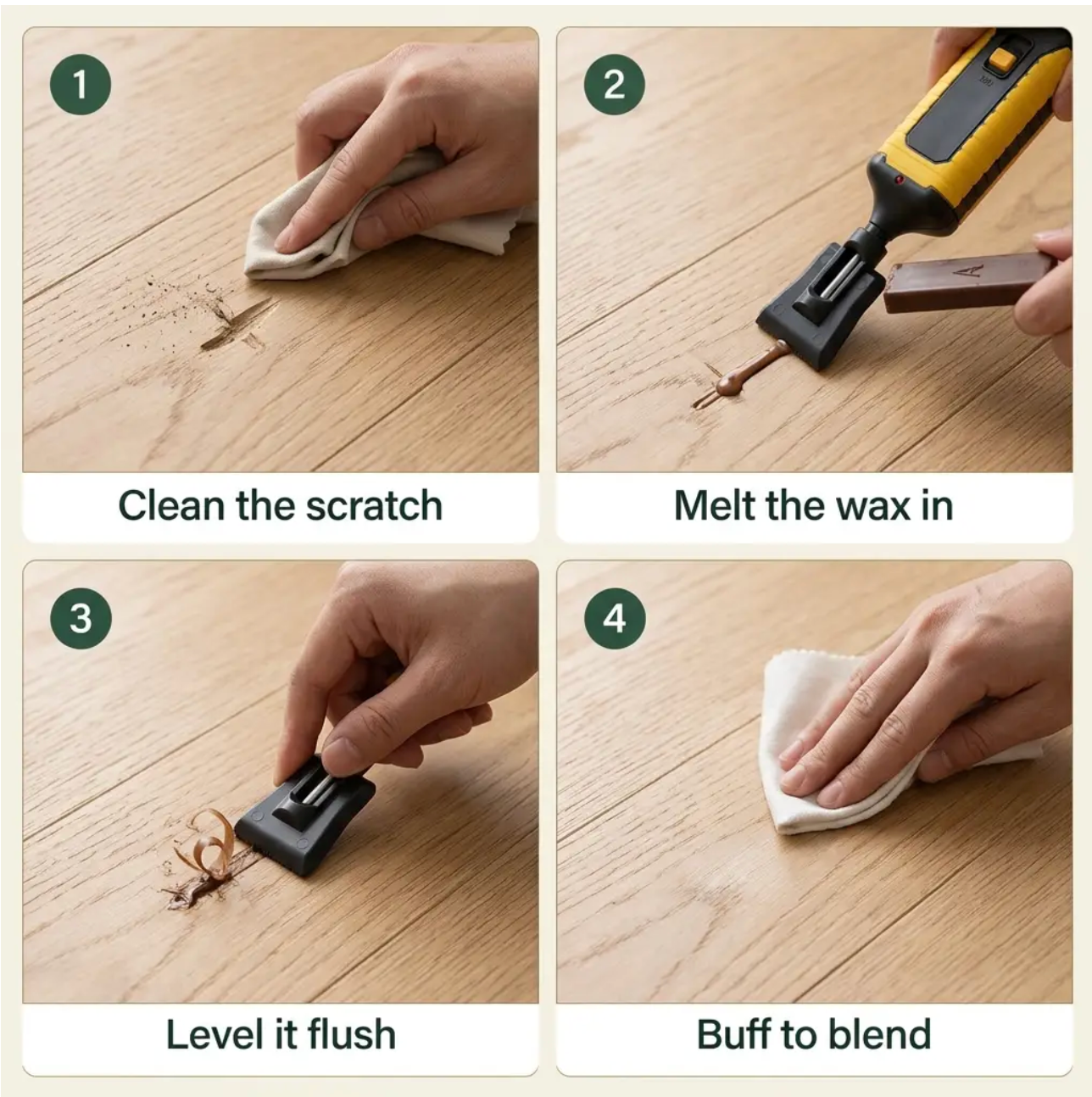 Luxgrove™ Floor Repair System - Melt-In Repairs That Survive Foot Traffic