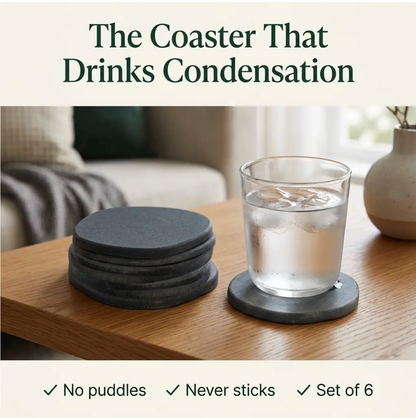 Luxgrove™ Quick-Dry Stone Coasters - The Coaster That Drinks The Condensation (Set of 6)