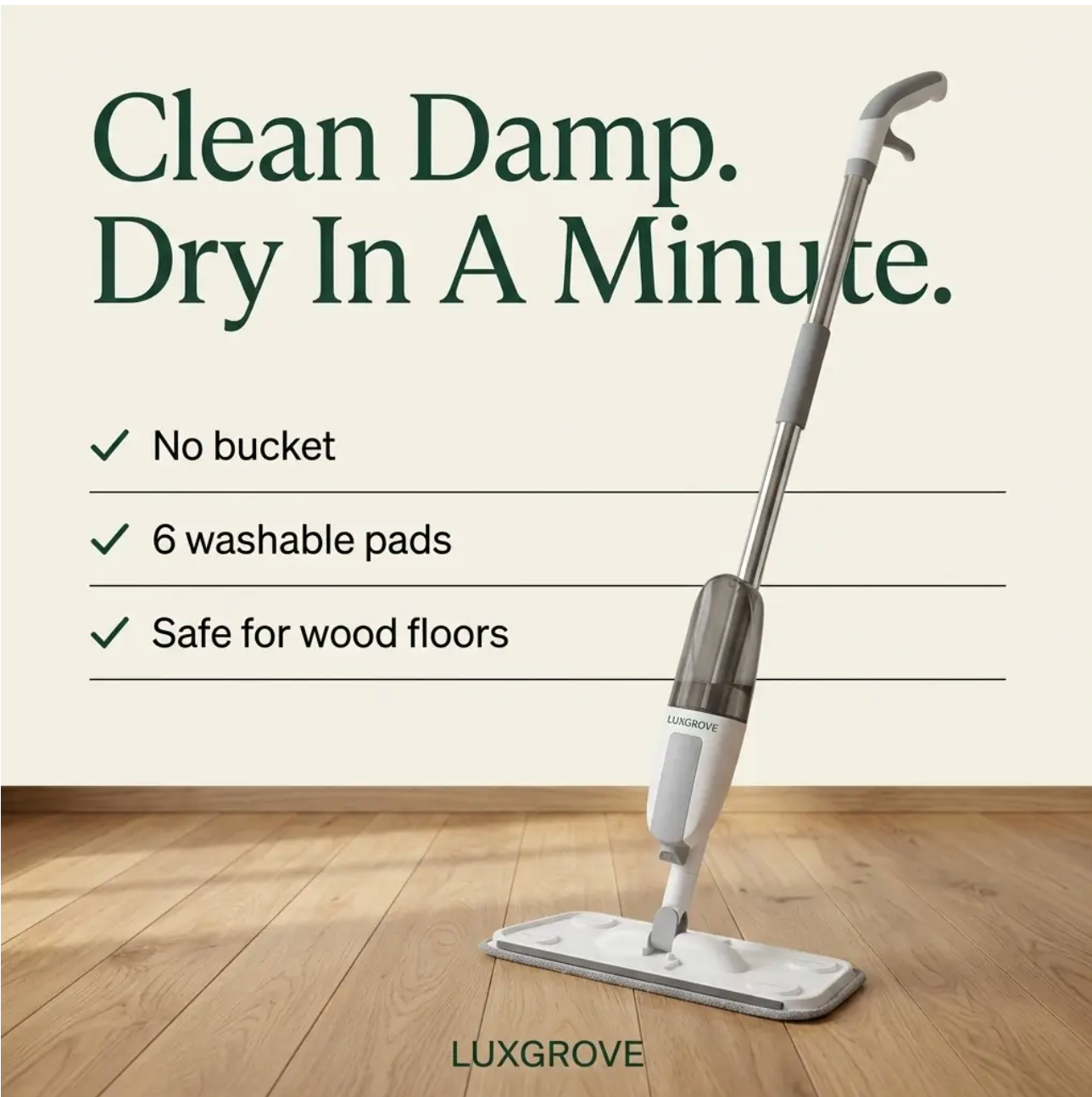 Luxgrove™ Spray Mop - Clean Damp, Dry In A Minute