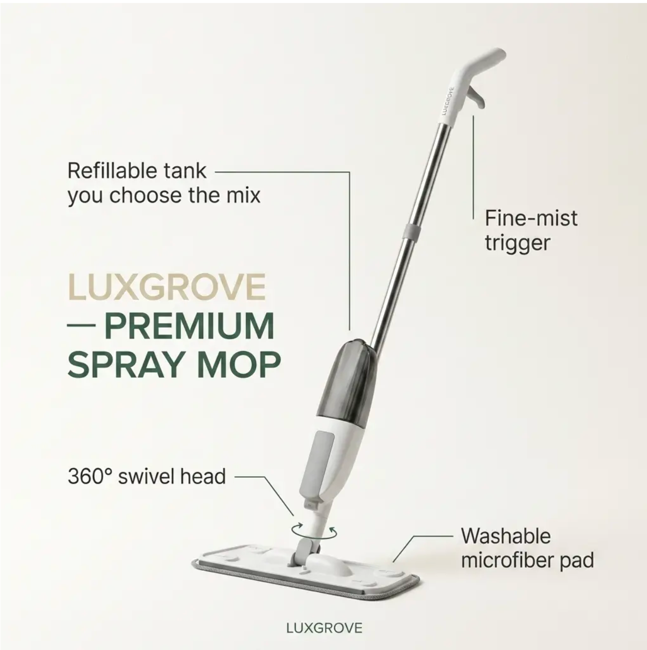 Luxgrove™ Spray Mop - Clean Damp, Dry In A Minute