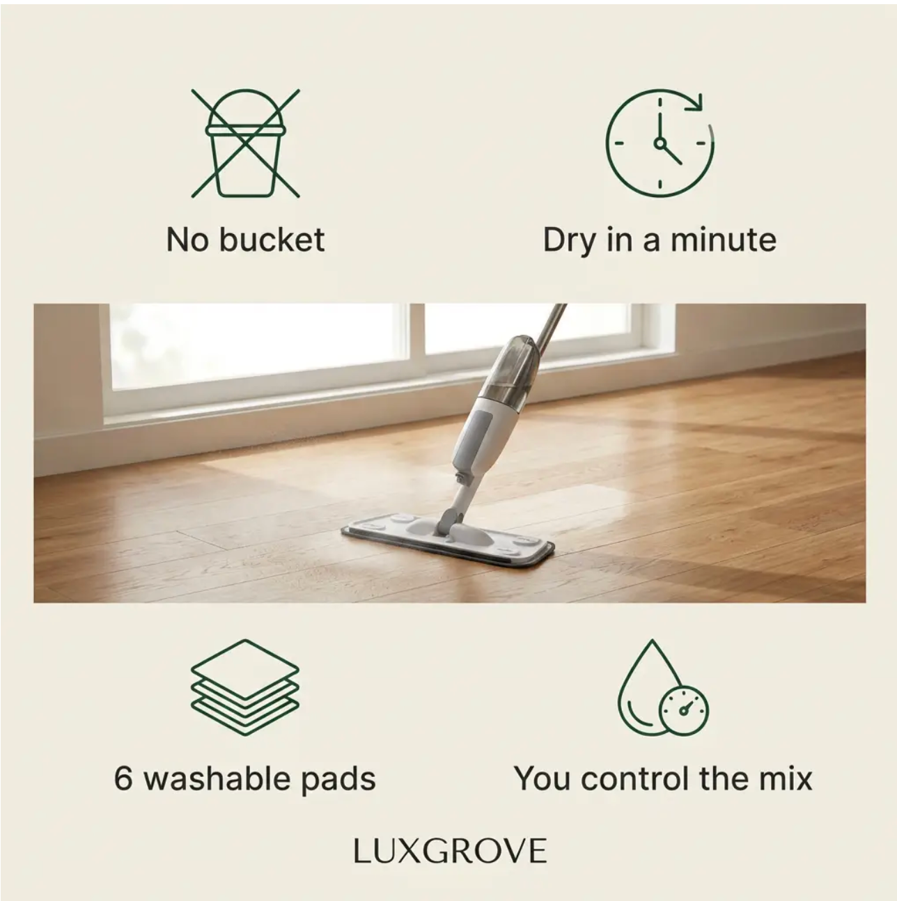Luxgrove™ Spray Mop - Clean Damp, Dry In A Minute