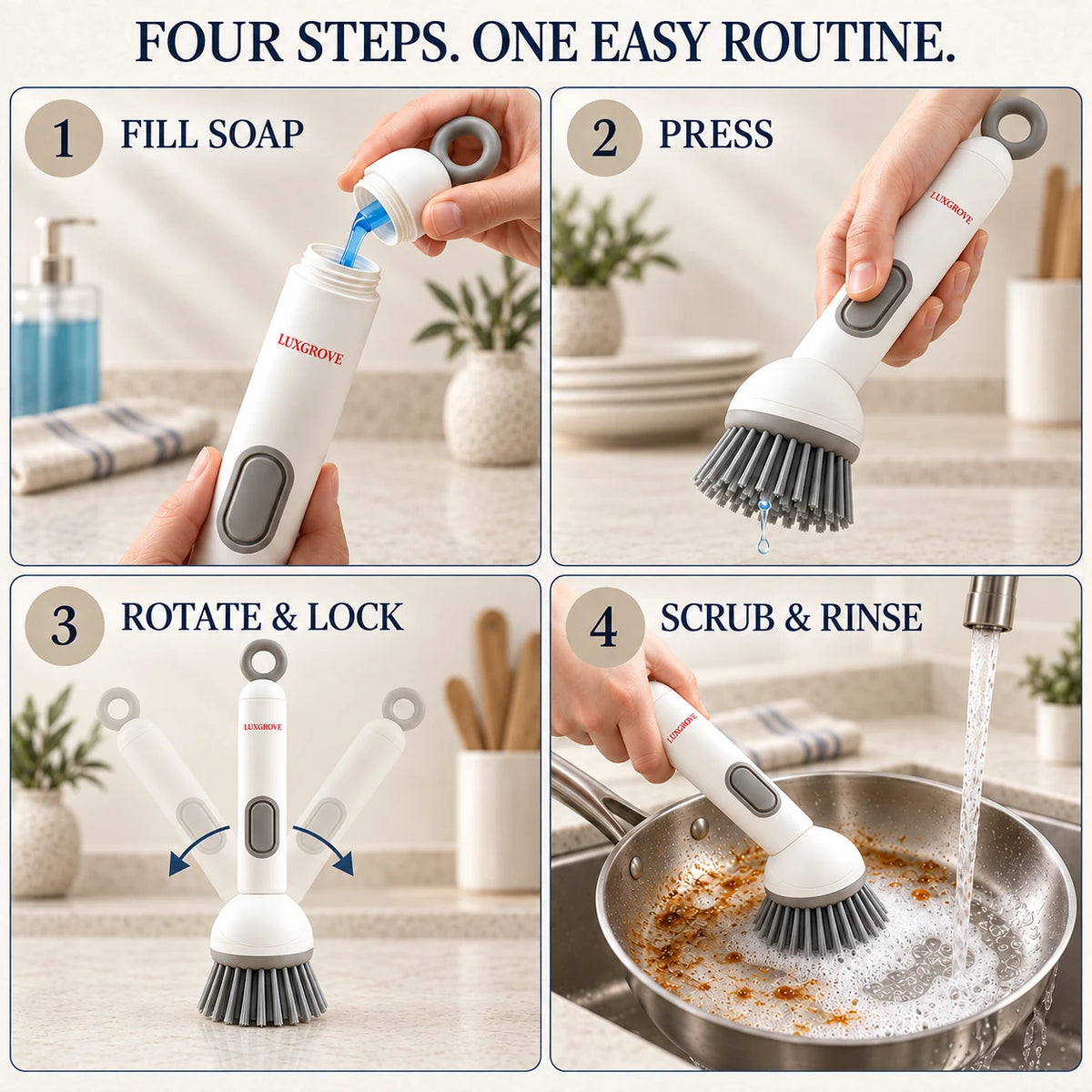 Luxgrove™ Soap-Dispensing Scrub Brush